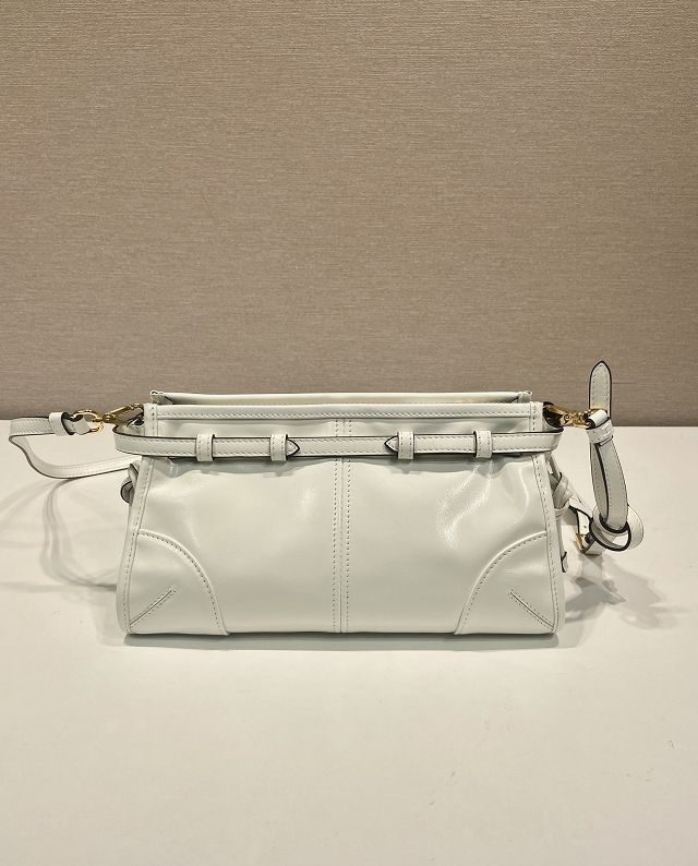 Prada original calfskin bonnie small shoulder bag 1BH215 white