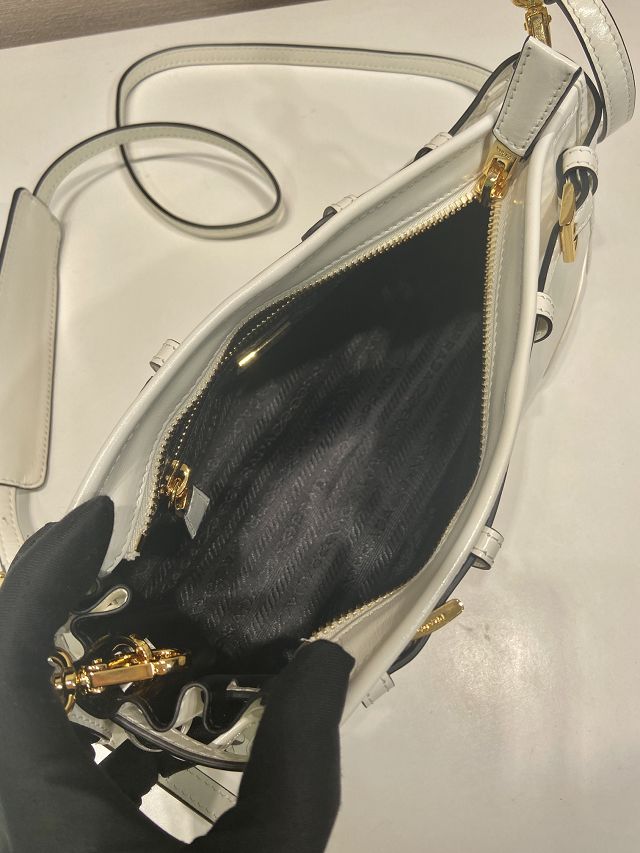 Prada original calfskin bonnie small shoulder bag 1BH215 white