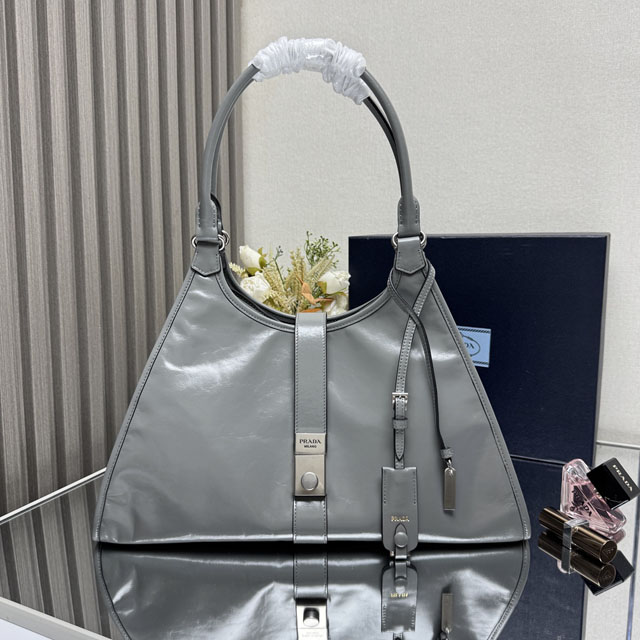 Prada original calfskin large tote bag 1BG570 grey