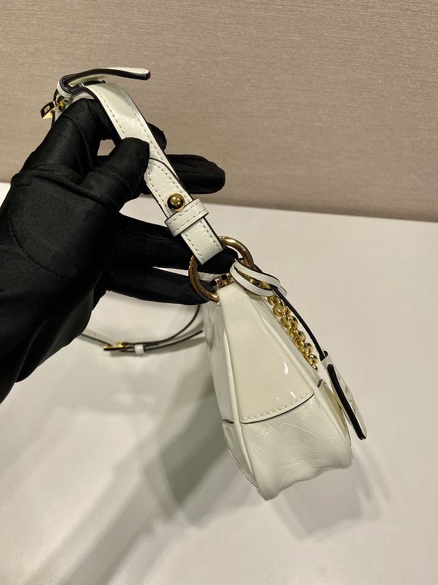 Prada original calfskin medium shoulder bag 1BC221 white