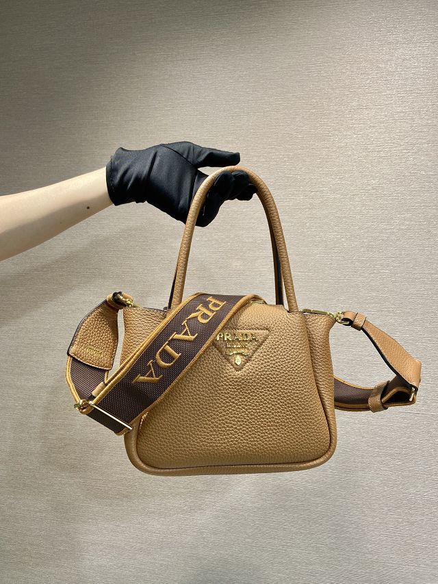 Prada original calfskin mini tote bag 1BA362 brown