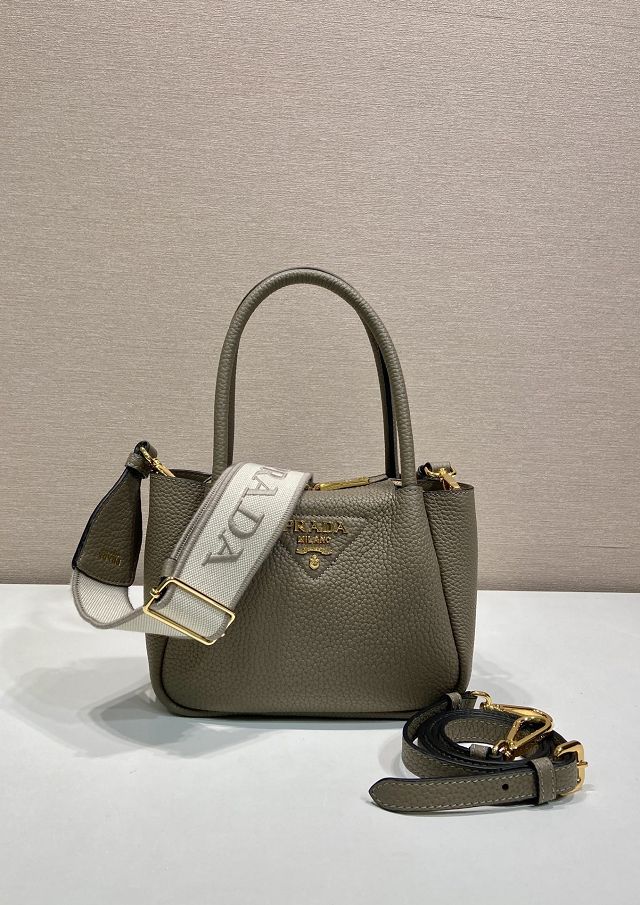Prada original calfskin mini tote bag 1BA362 grey