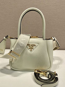 Prada original calfskin mini tote bag 1BA362 white