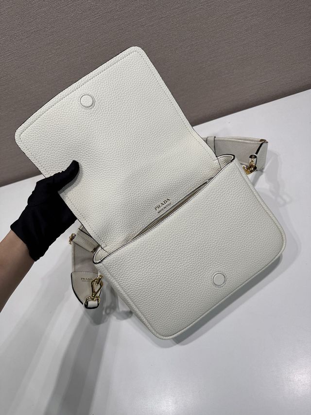 Prada original calfskin small shoulder bag 1BD314 white
