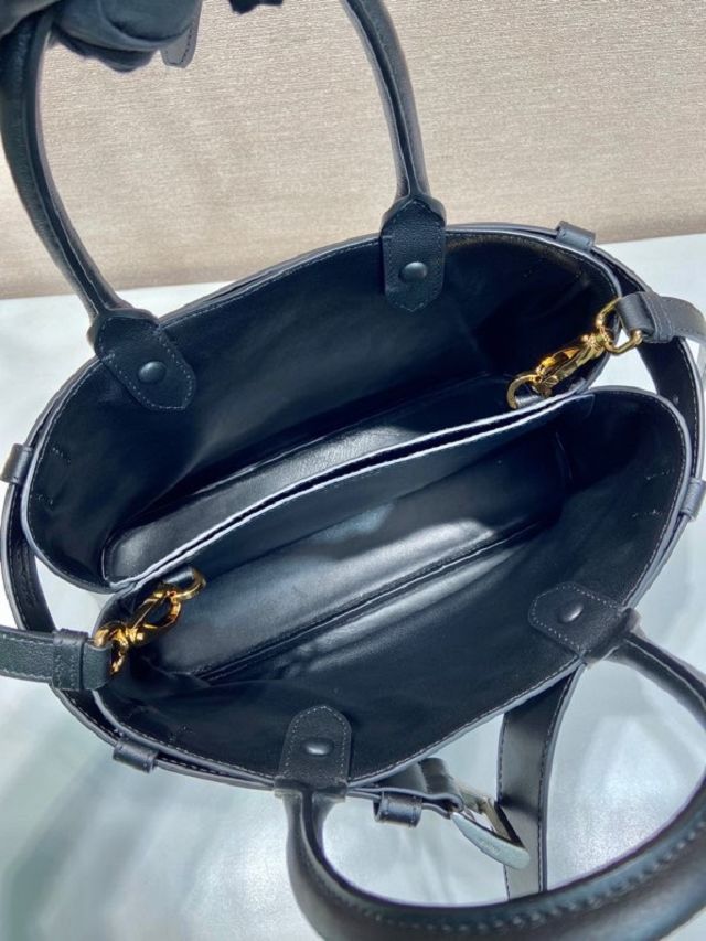 Prada original calfskin tote bag with belt 1BA434 black