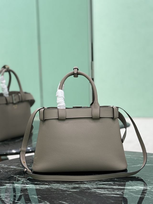 Prada original calfskin tote bag with belt 1BA434 grey