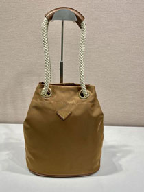 Prada original nylon mariner small bucket bag 1BE082 brown
