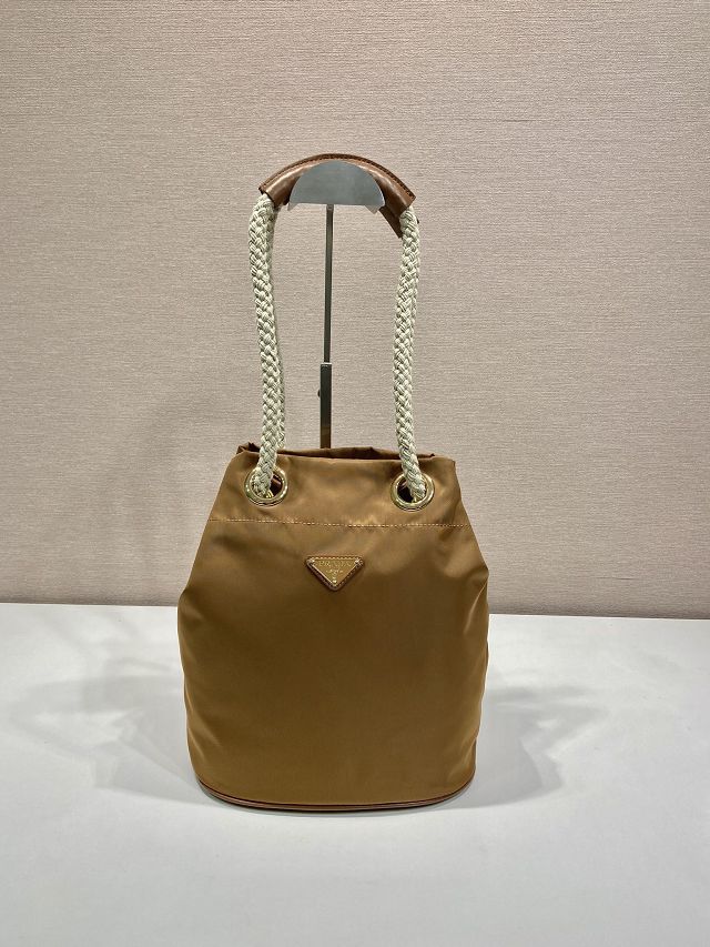 Prada original nylon mariner small bucket bag 1BE082 brown