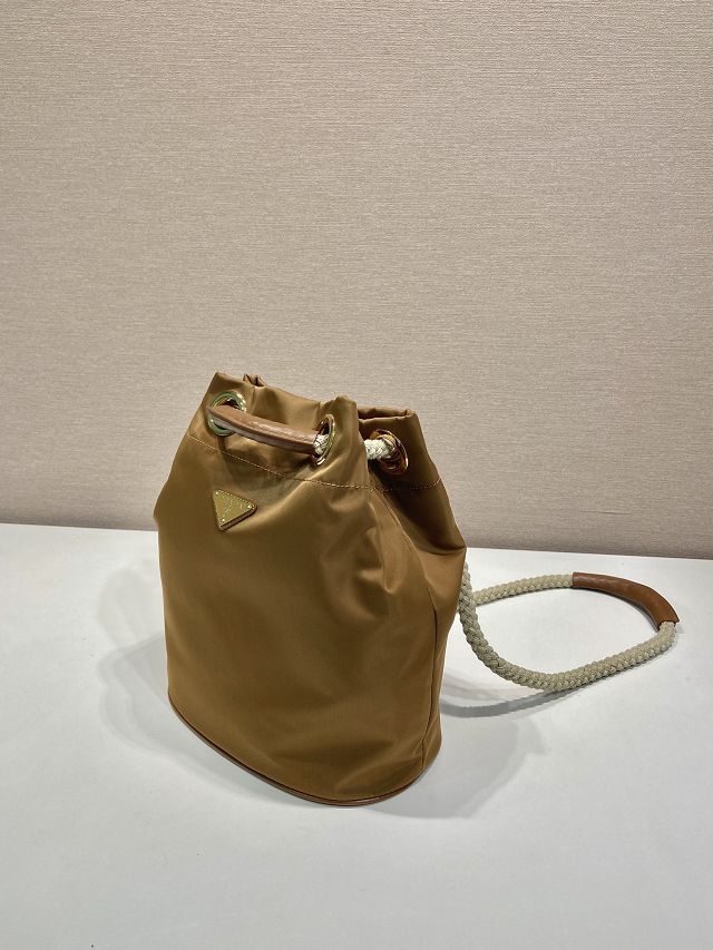 Prada original nylon mariner small bucket bag 1BE082 brown