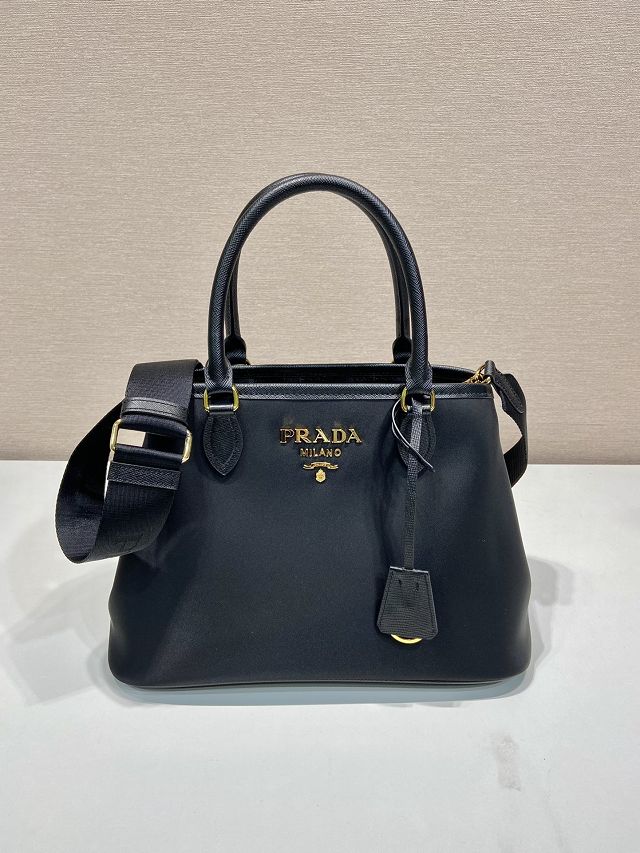 Prada original nylon medium top handle bag 1BA173 black