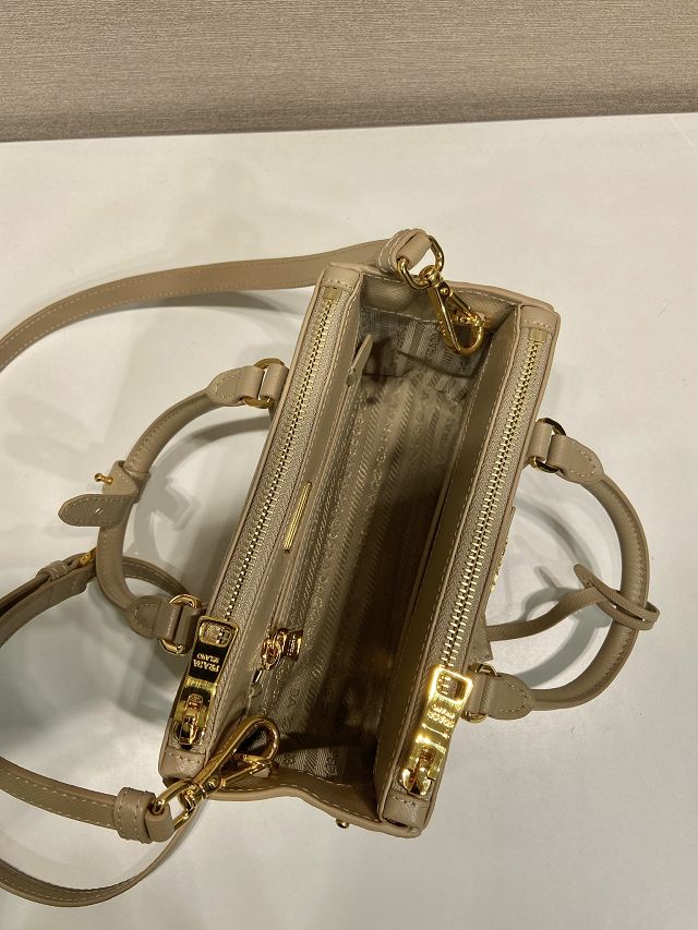 Prada original saffiano calfskin galleria mini bag 1BA916 beige