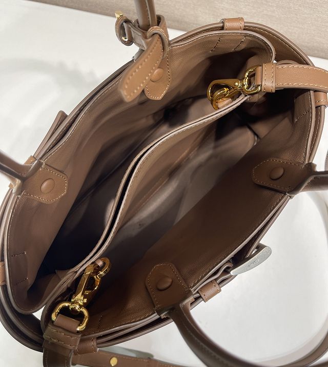 Prada original suede tote bag with belt 1BA434 brown