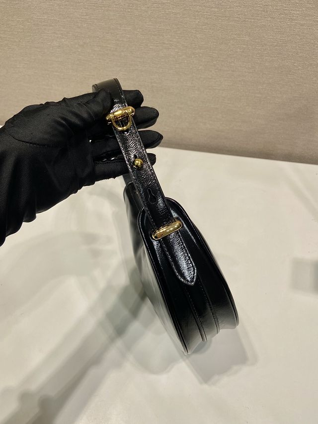 Prada original aged calfskin arque shoulder bag 1BC194 black