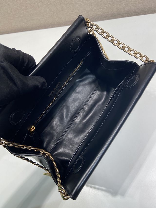 Prada original calfskin chain mini bag 1BC263 black