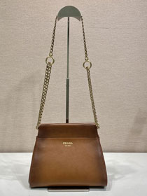 Prada original calfskin chain mini bag 1BC263 brown