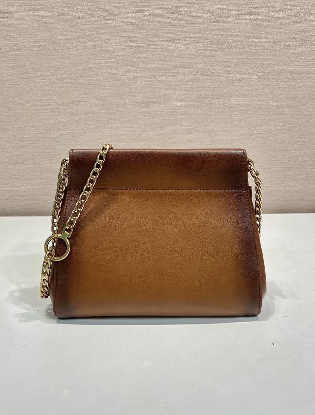 Prada original calfskin chain mini bag 1BC263 brown