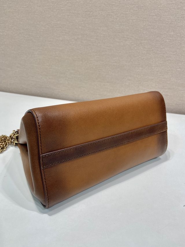 Prada original calfskin chain mini bag 1BC263 brown