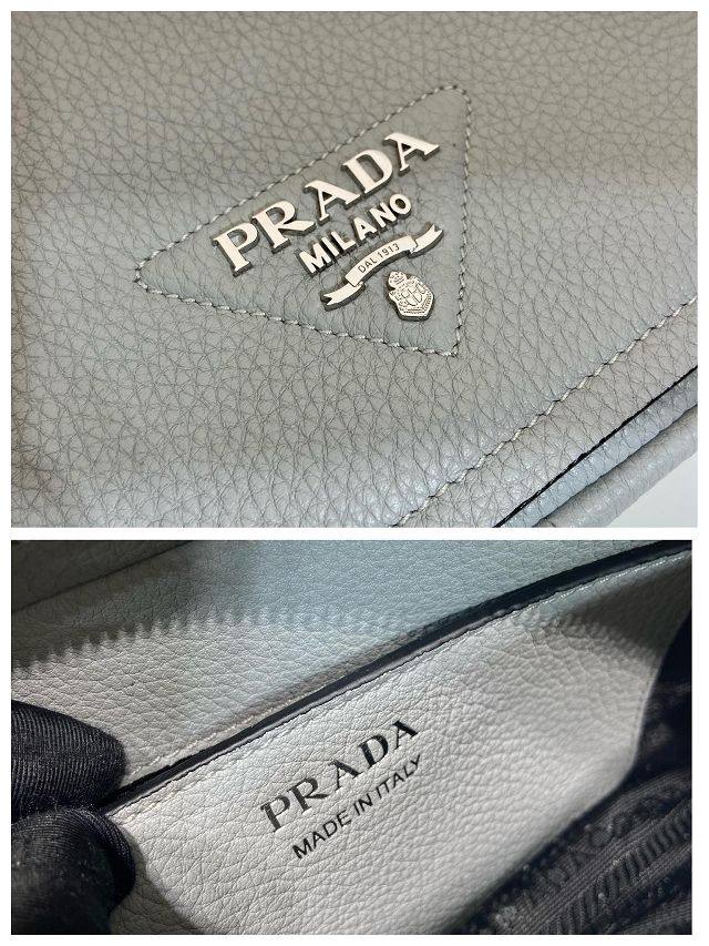 Prada original calfskin small shoulder bag 1BD332 light grey