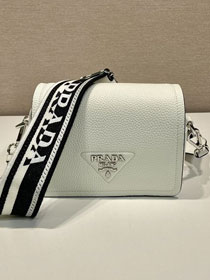 Prada original calfskin small shoulder bag 1BD332 white