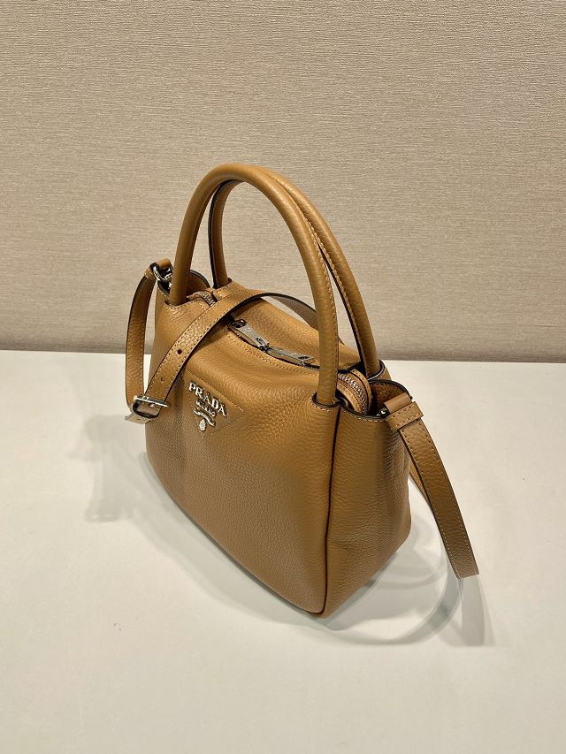 Prada original calfskin small tote bag 1BA362 caramel