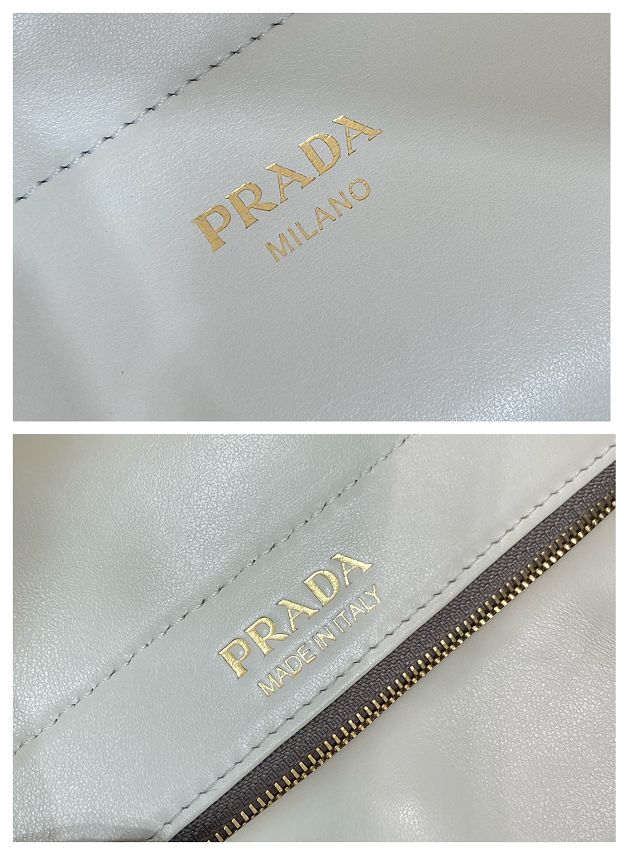 Prada original calfskin top handle bag 1BC262 white