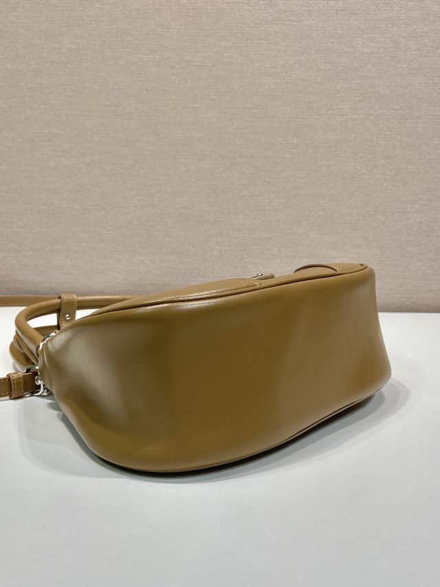 Prada original lambskin small top handle bag 1BA381 brown