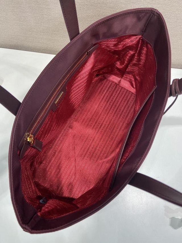 Prada original nylon medium tote bag 1BG555 bordeaux