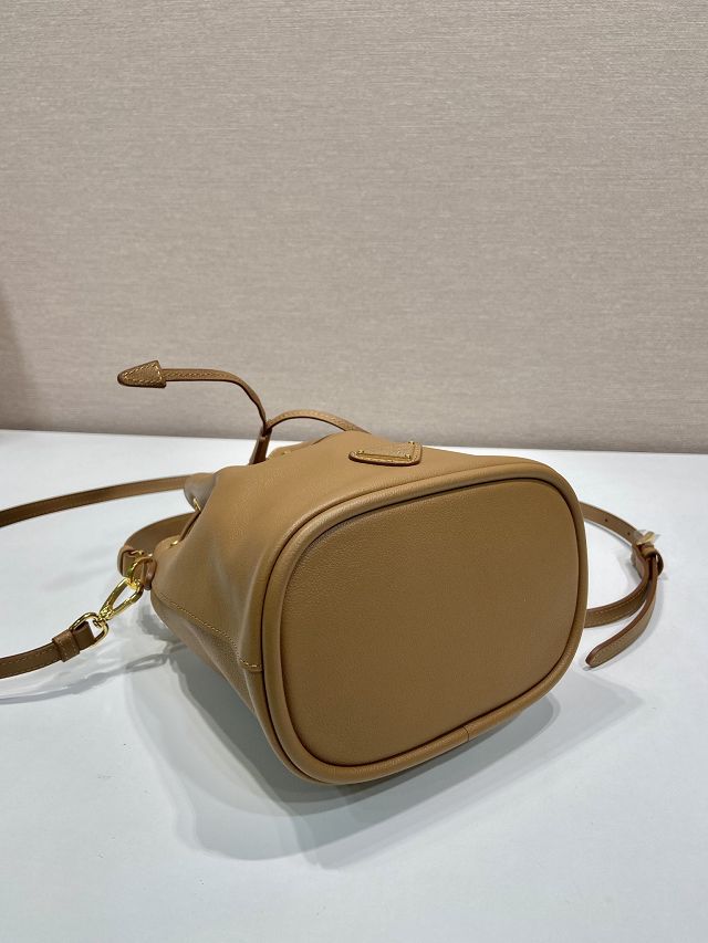 Prada original calfskin 1978 mini bucket bag 1BE067 caramel