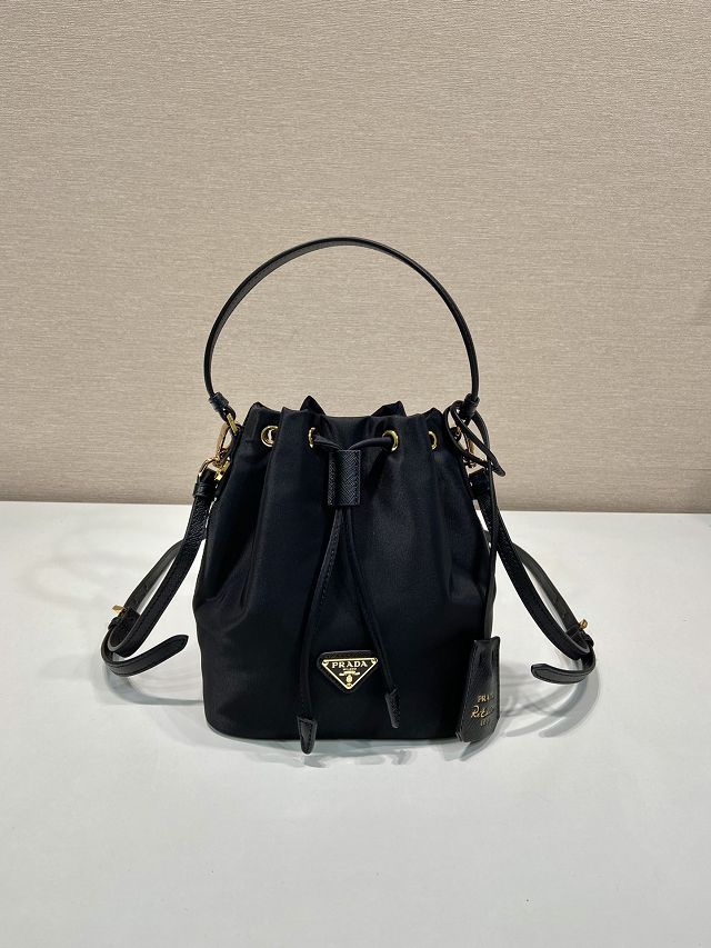 Prada original nylon 1978 mini bucket bag 1BE067 black