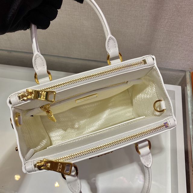 Prada original saffiano calfskin galleria mini bag 1BA906 white