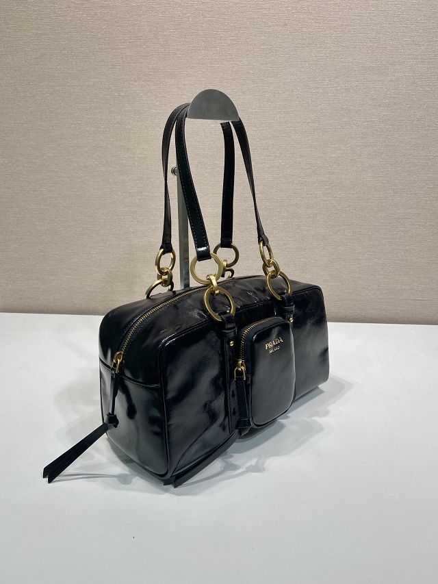 Prada original calfskin medium shoulder bag 1BB138 black