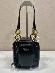 Prada original calfskin mini shoulder bag 1BB137 black