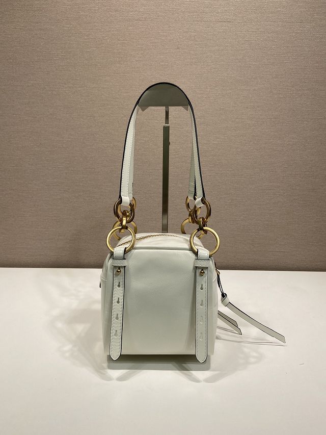 Prada original calfskin mini shoulder bag 1BB137 white