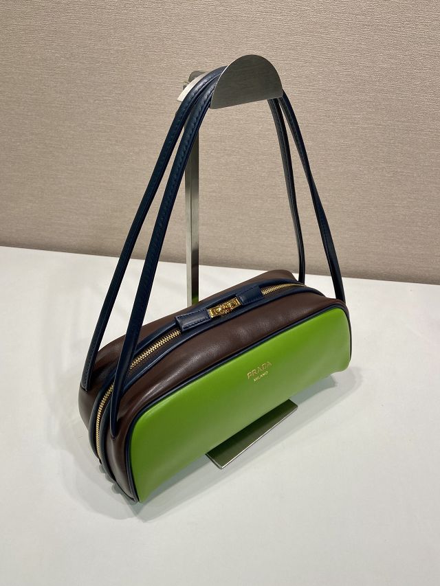 Prada original calfskin shoulder bag 1BC249 green