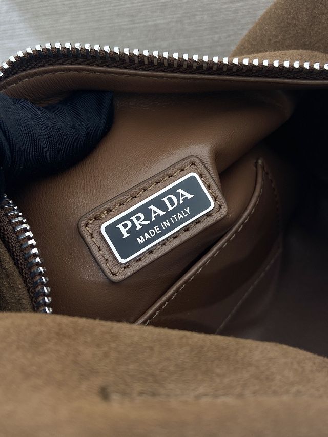 Prada original suede shoulder bag 2VH188 brown