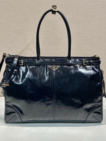 Prada original calfskin bonnie maxi tote bag 1BA439 black