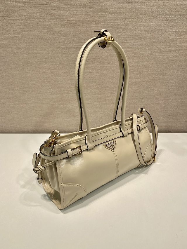 Prada original calfskin bonnie medium tote bag 1BA426 beige