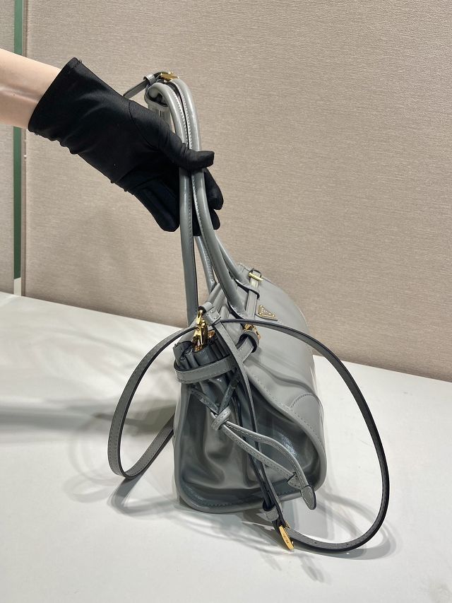 Prada original calfskin bonnie medium tote bag 1BA426 grey