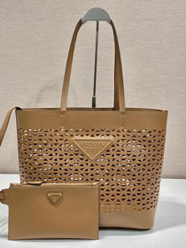 Prada original calfskin medium tote bag 1BG503 caramel