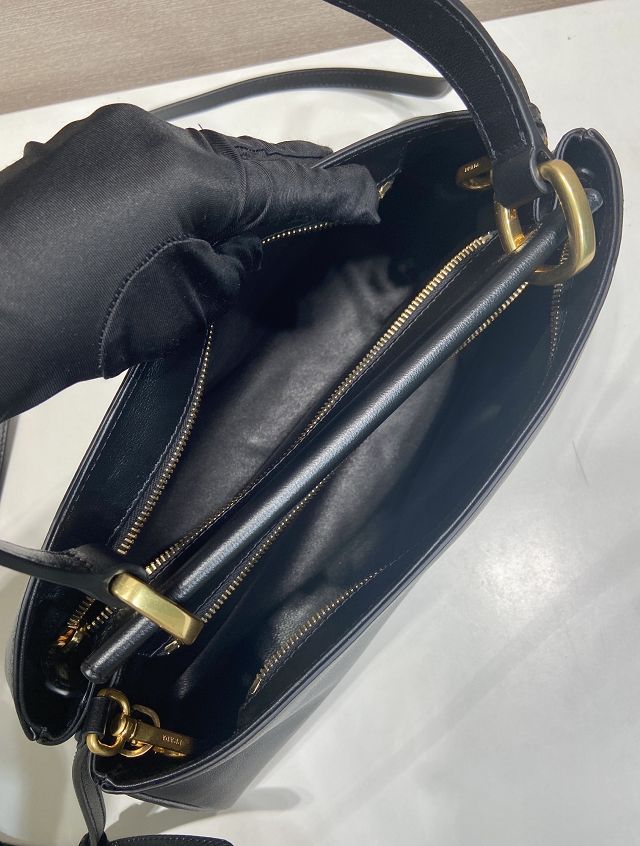 Prada original calfskin top handle bag 1BA475 black