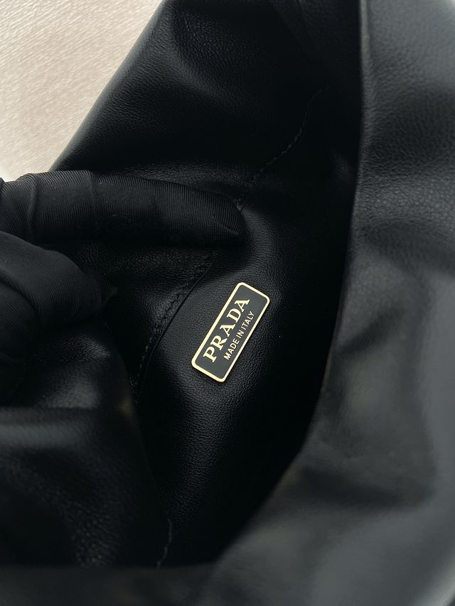 Prada original lambskin petit sac noir mini bucket bag 1BE088 black