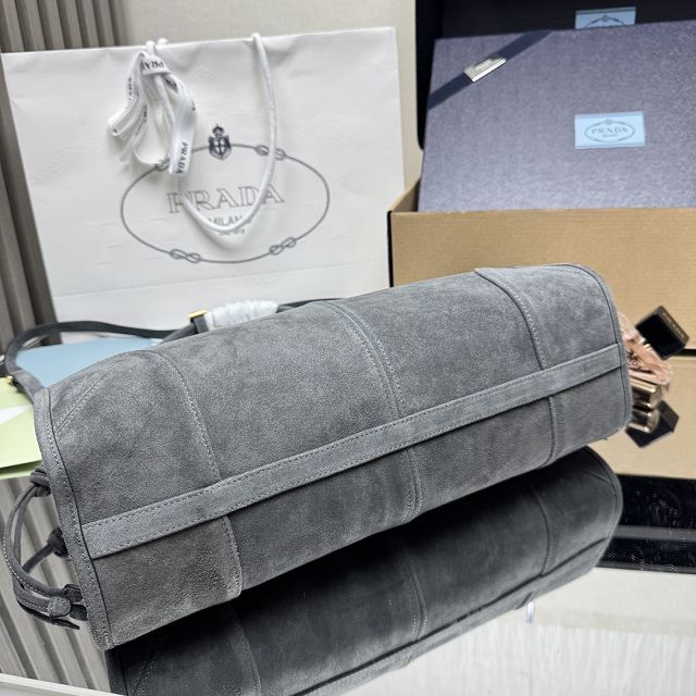 Prada original suede bonnie large tote bag 1BA433 grey