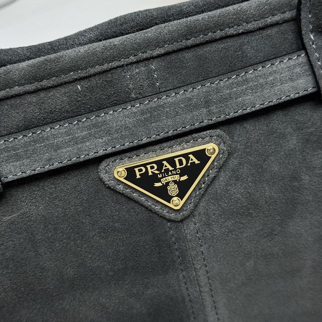 Prada original suede bonnie large tote bag 1BA433 grey
