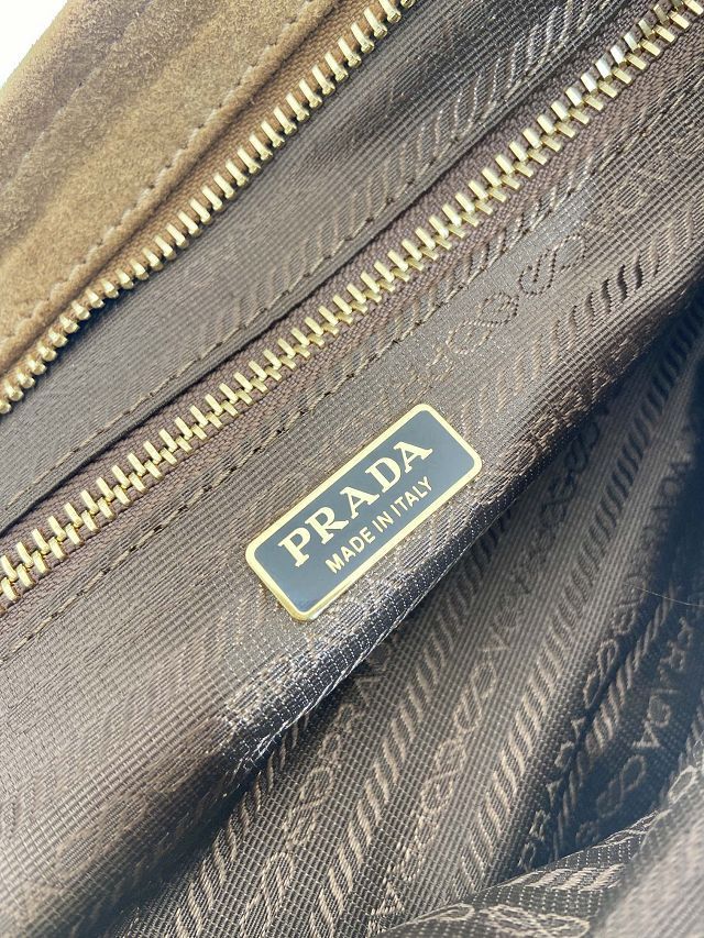 Prada original suede bonnie medium tote bag 1BA426 brown