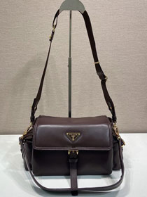 Prada original lambskin explore medium shoulder bag 1BD394 dark brown