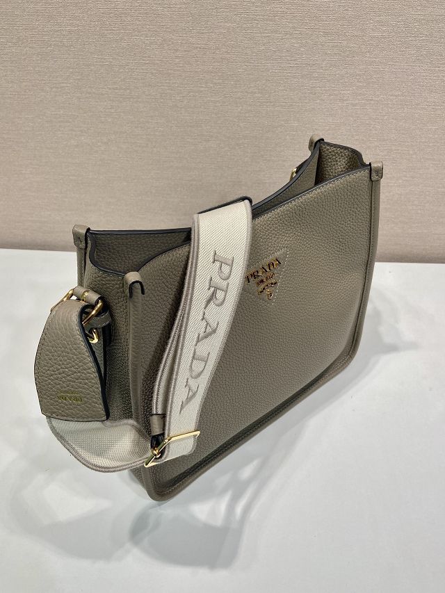 Prada original calfskin large shoulder bag 1BC073 grey