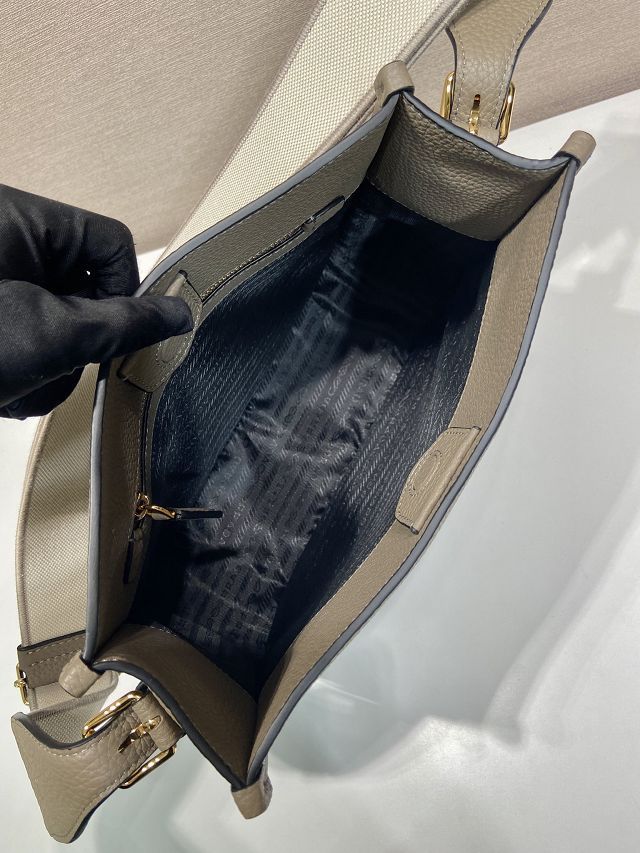 Prada original calfskin large shoulder bag 1BC073 grey