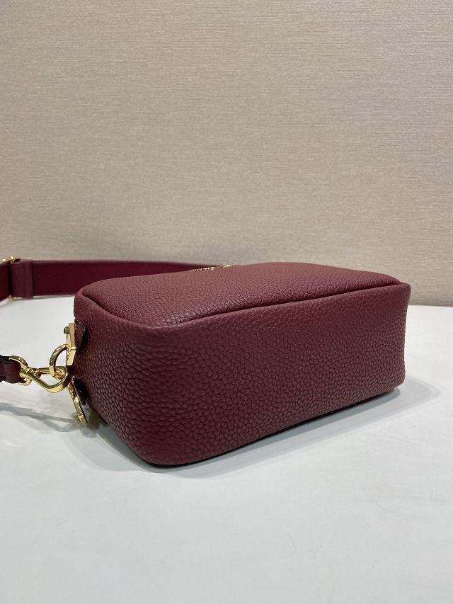 Prada original calfskin small shoulder bag 1BD082 burgundy