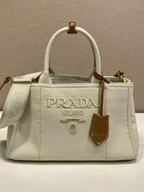 Prada original canvas jardiniere medium handbag 1BG554 white