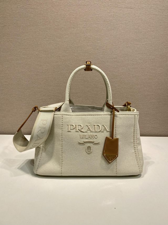 Prada original canvas jardiniere medium handbag 1BG554 white
